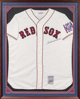 Ted Williams Signed Boston Red Sox Cooperstown Mitchell & Ness Jersey in 34x42 Framed Display (JSA)